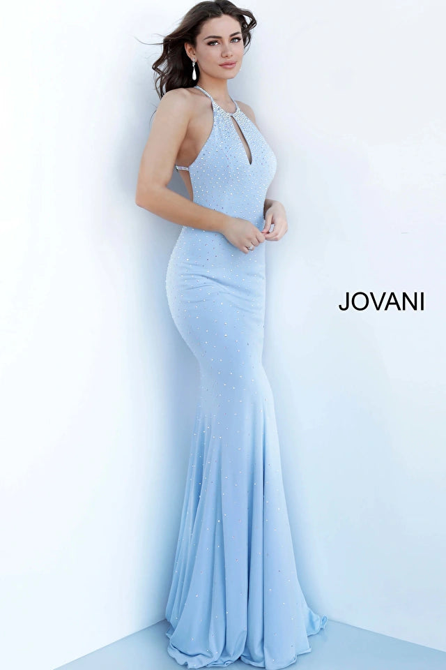 Corduroy dresses for womenJovani 67101 Long keyhole neckline embellished prom dress Fit Flare Open Back