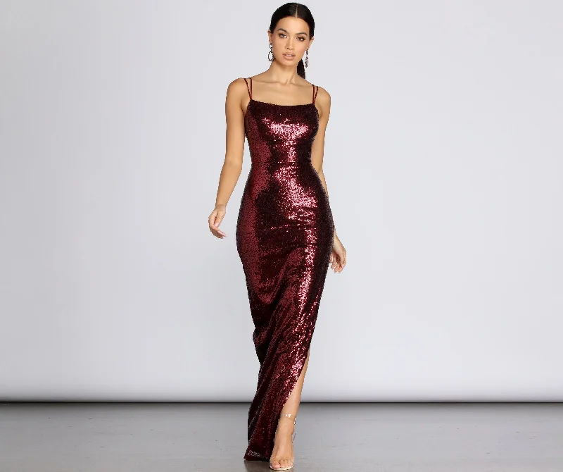 Little black dresses (LBDs) for womenAsh High Stylish Slit Sequin Dress