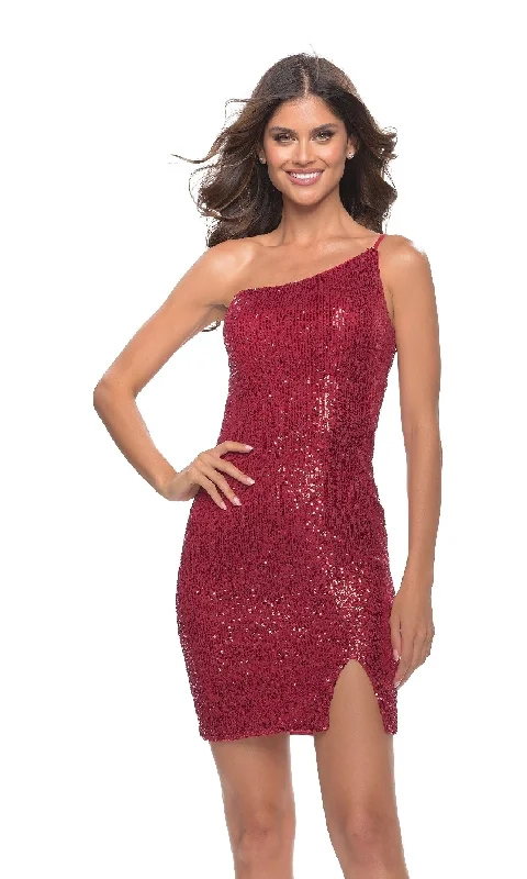 Spaghetti strap dresses for womenSequin One-Shoulder Homecoming Dress by La Femme