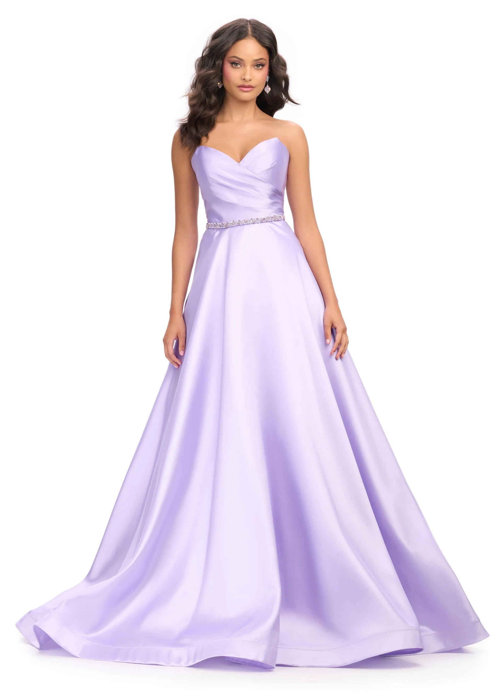 Striped dresses for womenAshley Lauren 11773 Size 2 Orchid Strapless Ballgown Pageant Dress V Neck Formal Evening Gown Prom