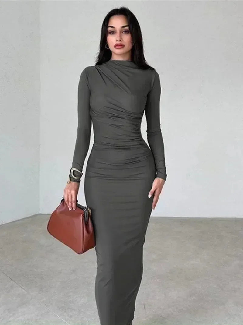 Fit-and-flare dresses for womenDressBetty - 2024 Spring Elegant O-neck Long Sleeve Bodycon Dress