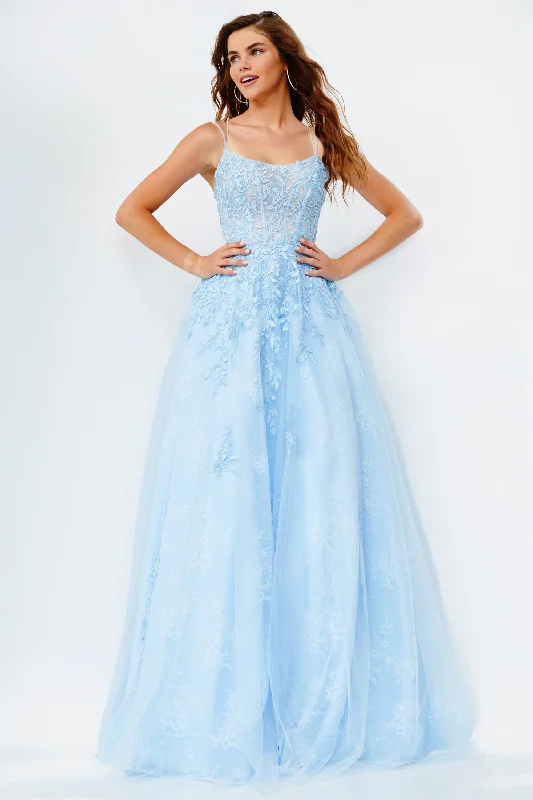 Mother-of-the-bride dressesJovani 06644 Long Lace Ballgown Prom Dress Scoop Neckline Corset Sheer Pageant Gown