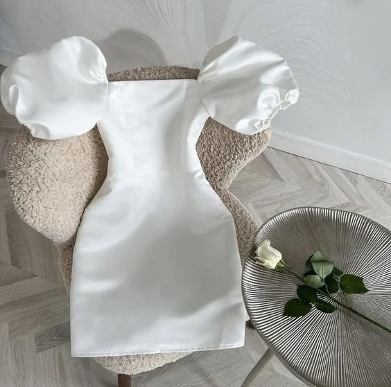 Spring dresses for blossoming stylesVintage White Square Neckline Homecoming Dress,Birthday Outfit Dress  Y4058