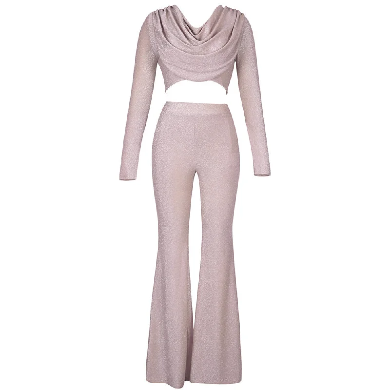 women's suit sets for petite sizesV Neck Long Sleeve Frill Bodycon Set FP21526