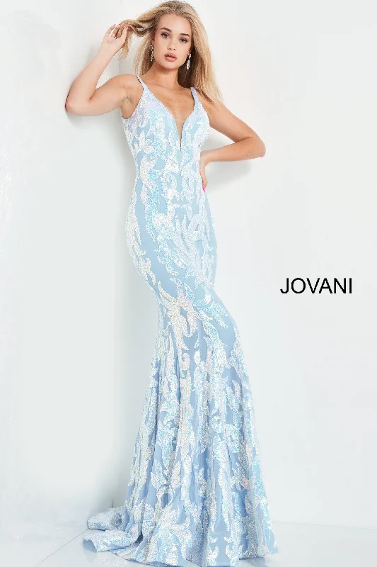 Silk dresses for womenJovani 3263 Prom Dress Long Fitted Mermaid Sequin Pageant Gown V Back
