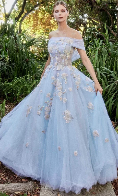 Day dresses for everyday wearAndrea and Leo A1048 - Floral Embellished Off-Shoulder Prom Dress