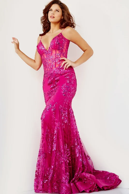 Wrap dresses for womenJovani 3675 Prom Dress Sheer Corset Shimmer Mermaid Pageant Gown