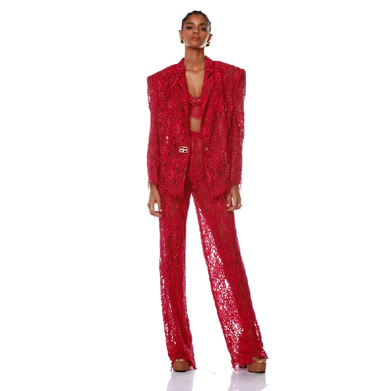 women's suit sets with matching blousesV Neck Long Sleeve Lace Set KLYF1034