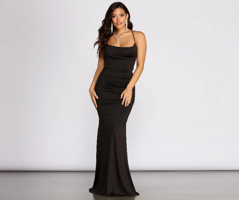 Midi dresses for womenRona Cowl Neck Charming Lace Up Back Dress