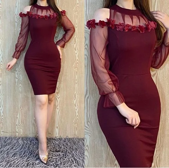 Bell sleeve dresses for womenChic Bodycon Dress,Sexy Homecoming Dress Y6048