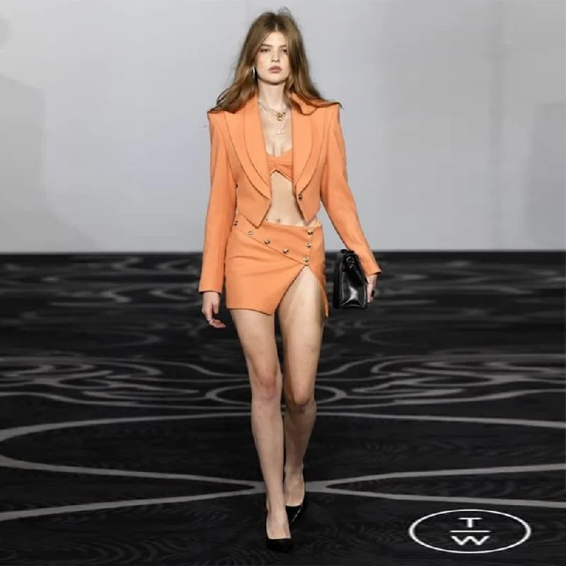 women's suit sets for summerV Neck Long Sleeve Button Bodycon Set KLYF575