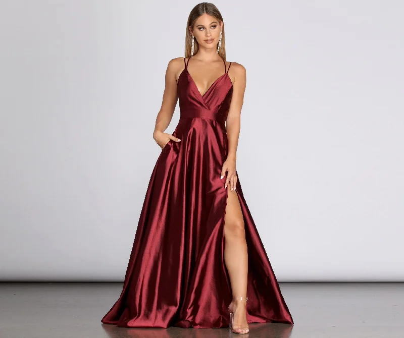 Transitional dresses for in-between seasonsPriscilla Satin Stylish Evening Gown