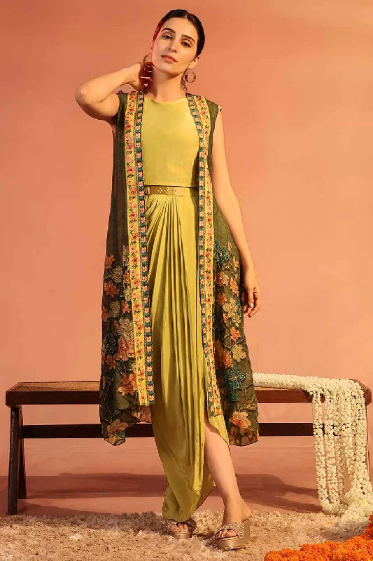 women's suit sets with Empire waistsGreen Sadira Embellished Dress & Jacket Set