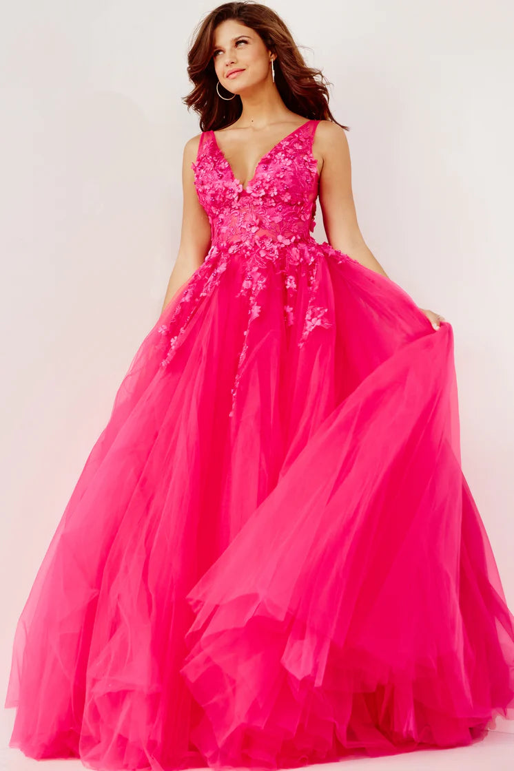 Leather dresses for womenJovani 55634 Long floral appliques Prom Dress Lace ballgown V Neck Illusion