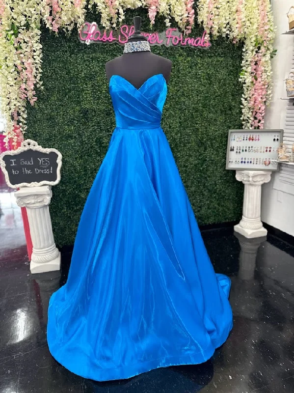 Silk dresses for womenAshley Lauren 11473 Size 10 Peacock Long Satin A Line Crystal Choker Prom Dress Pageant Gown