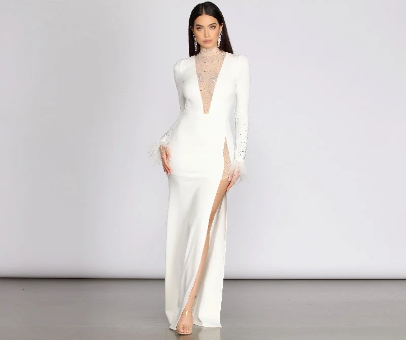 Dancewear dresses for performancesBeka Mesh And Heat Graceful Stone High Slit Dress