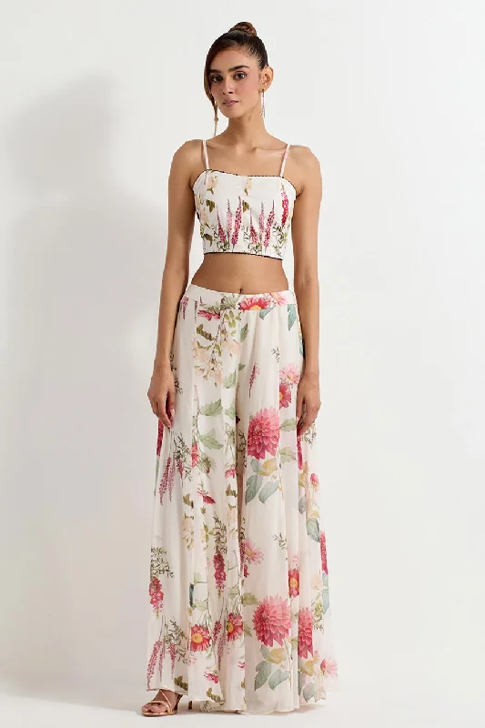 women's suit sets with cotton liningsDaisy Printed Bustier & Sharara Co-Ord Set