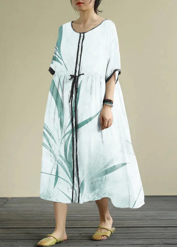 Backless dresses for womenDiy White Bamboo Chiffon Long Shirts O Neck Drawstring Robe Summer Dresses