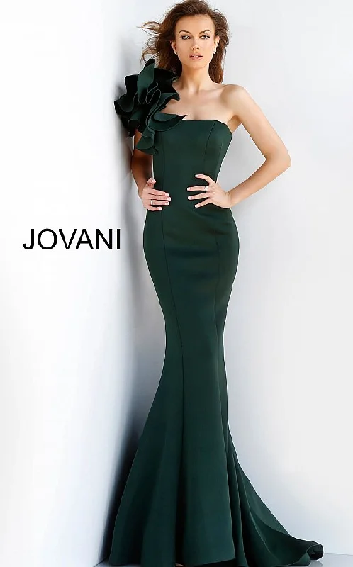 Sleeveless dresses for womenJovani 63994 Fitted Mermaid One Shoulder Evening Gown Prom Dress Formal