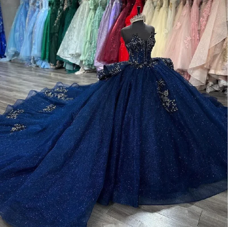 women's suit sets with pantsNavy Blue Sparkly Princess Quinceanera Dresses Applique Peplum Corset vestido de 15 quinceañeras Sweet 16 Lace Up