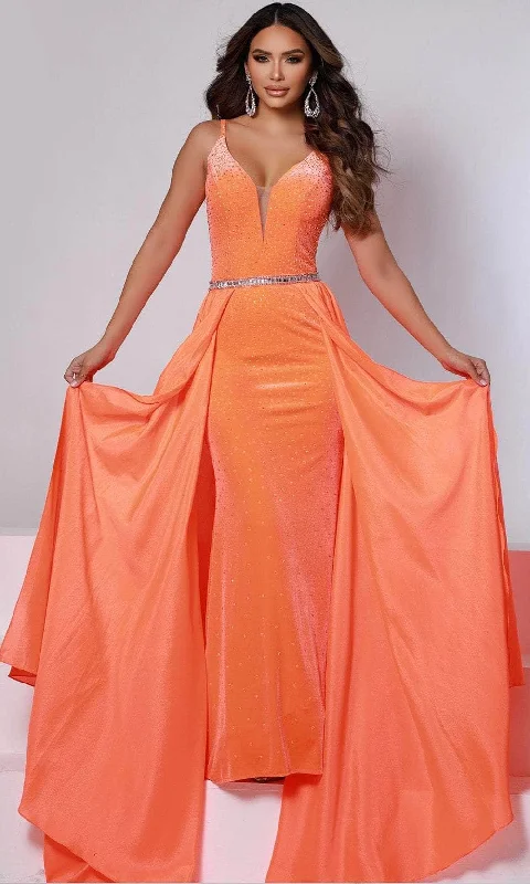 Plunging neckline dresses for womenJohnathan Kayne - 2400 Sleeveless Stone Embellished Prom Gown