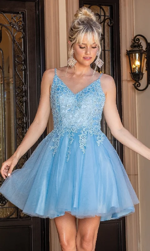 Limited edition dresses for collectorsLace-Up Short Babydoll Homecoming Dress 3303