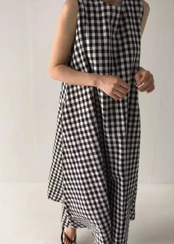 Summer dresses for hot weatherWomen Plaid Pockets Cozy Long Dress Summer