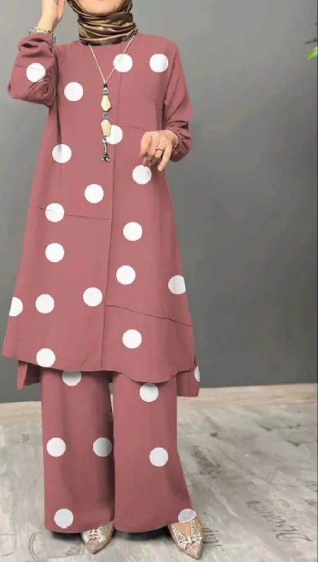 Pink and white polka dot