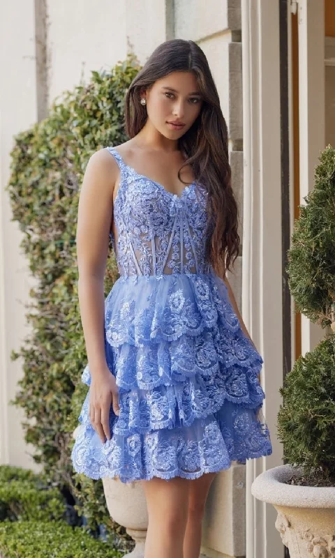 Autumn dresses for fall fashionShort Ruffled Homecoming Dress: Nox Anabel R880