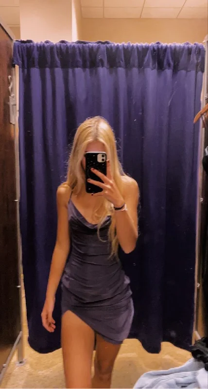 Satin dresses for womenpurple satin homecoming dress,night outfit dress Y2962