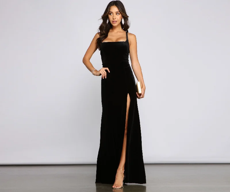 Sack dresses for womenChristina Lace-Up Stylish Back Velvet Dress