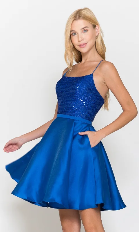 Evening women's dressesSequin-Bodice Short Flared Homecoming Dress 8730