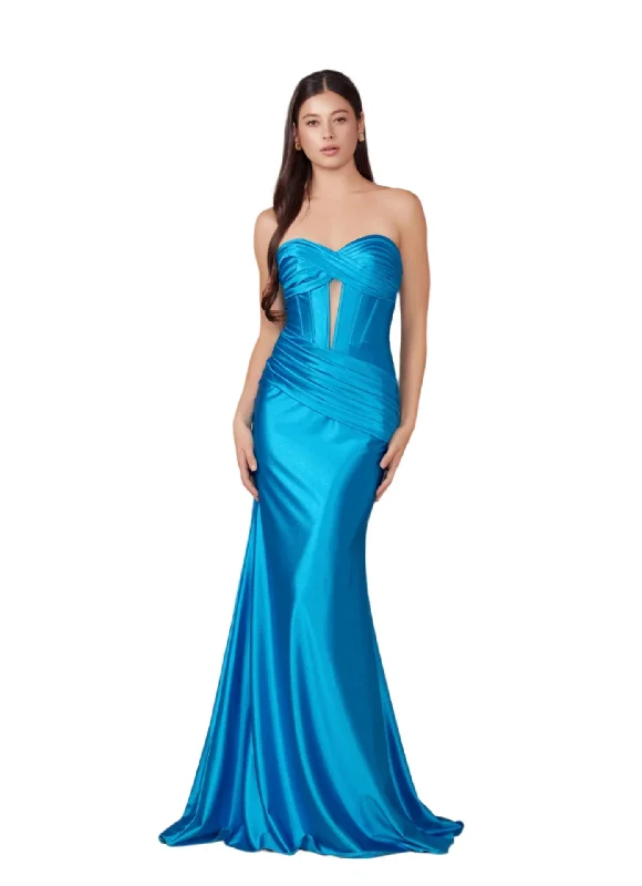 Plunging neckline dresses for womenNox Anabel T1500 Size 2 Ocean Long Formal Corset Dress Cut Out Strapless Prom Evening Gown Sweetheart