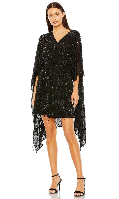 Tall women's dressesMac Duggal 94044 - Beads and Sequin Embellished Cape Sleeve Prom Dress
