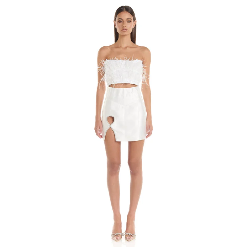 women's suit sets for autumnStrapless Sleeveless Feather Bodycon Set KLYF814