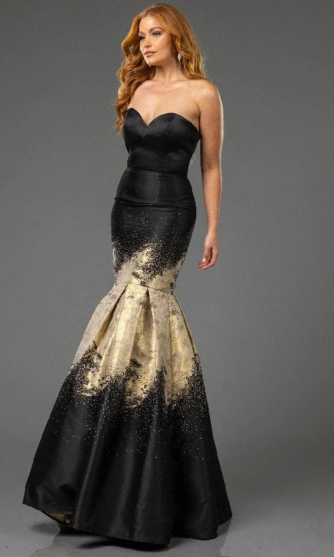 Workwear women's dressesTerani Couture 251P0177 - Elegant Mikado Print Trumpet Prom Gown