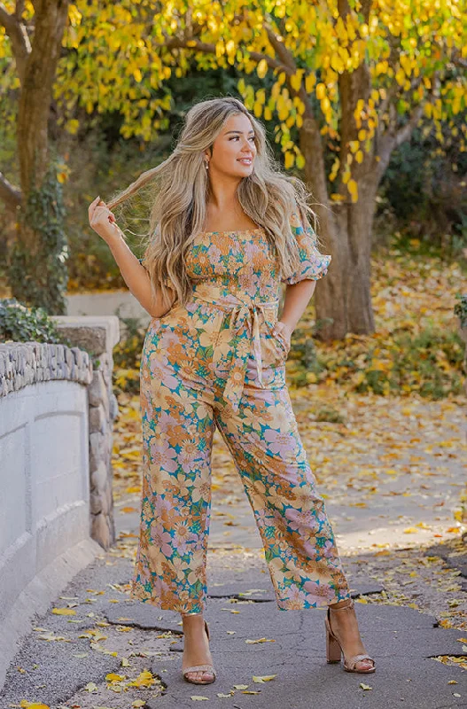 Lace-up women's pantsAberdeen Retro Floral Jumpsuit - DM Exclusive