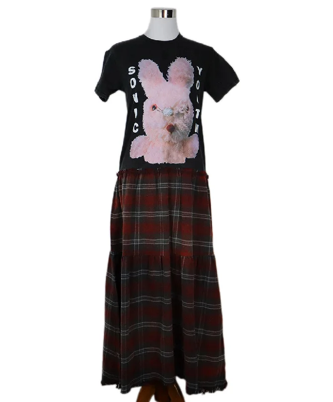Evening women's dressesR 13 Black Cotton & Red Plaid Dress sz 10