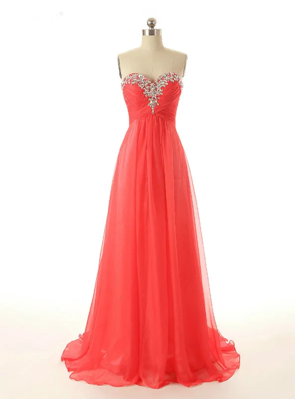 Little white dresses (LWDs) for womenRed Chiffon Sweetheart Beading Bridesmaid Dress