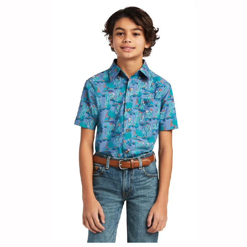 Floral print women's tops10039519 Ariat Boy's Daxton Classic Short Sleeve Button Sleeve - Mint