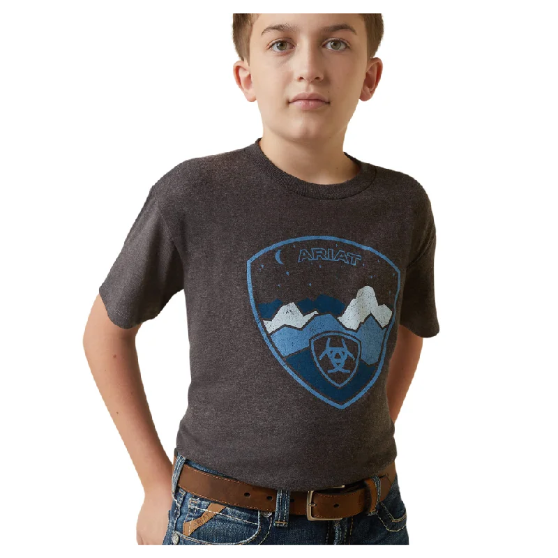 Thermal women's tops10044748 Ariat Boys Logoscape Short Sleeve Tee - Charcoal Heather