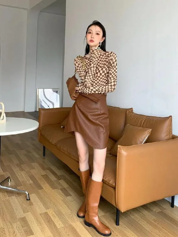 Vintage women's topsDeformed Checked Top