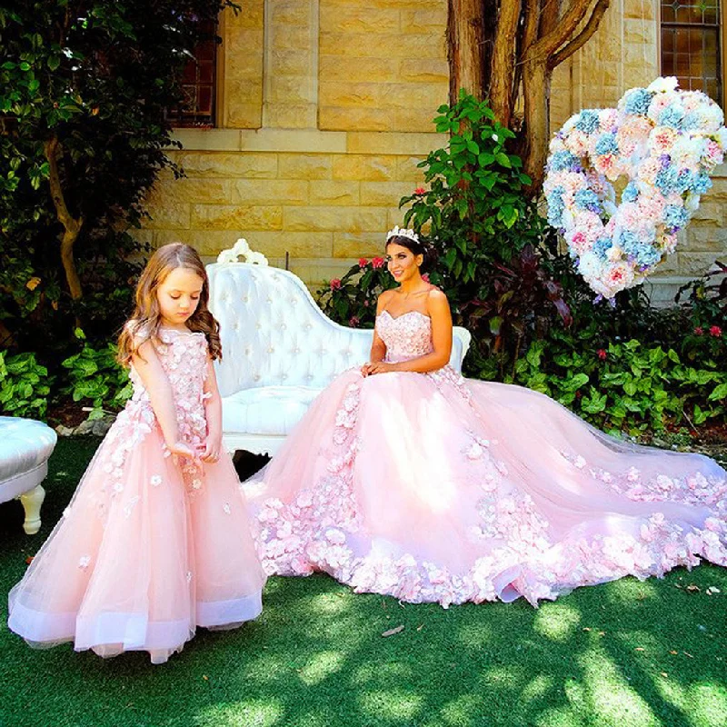 A-line dresses for womenPink Sweet Heart Wedding Dress, Tulle Applique Backless Wedding Dress, KX485
