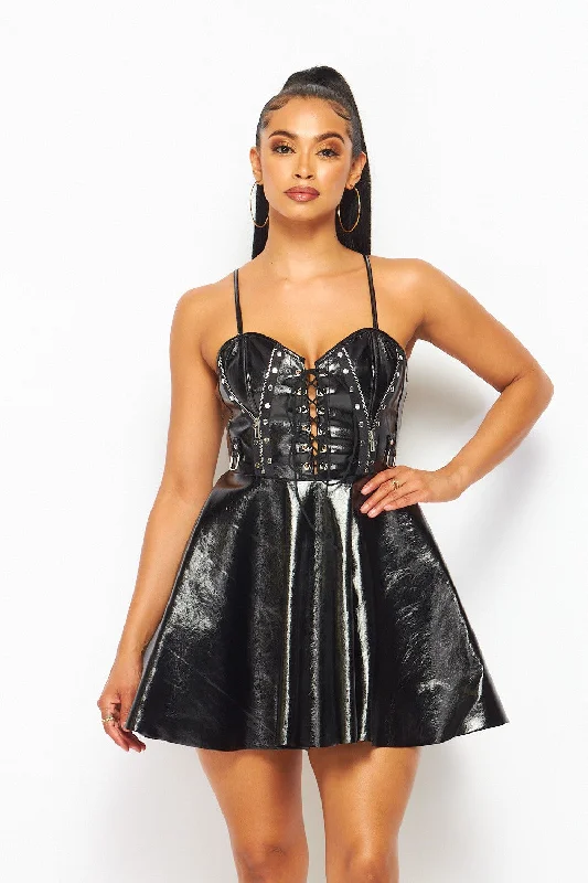 Bridal dresses for womenEloise Patent Leather Mini Skater Dress