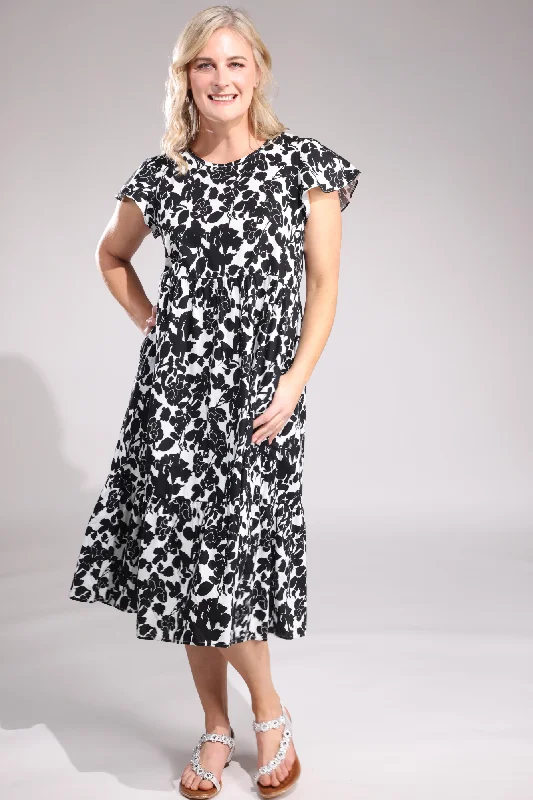 Strapless dresses for women100% Cotton Dress | Black White Silhouette | 6523A1