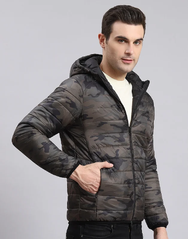 men's Norfolk jackets with single-breasted buttonsMen Black Printed Stand Collar Full Sleeve Jacket
