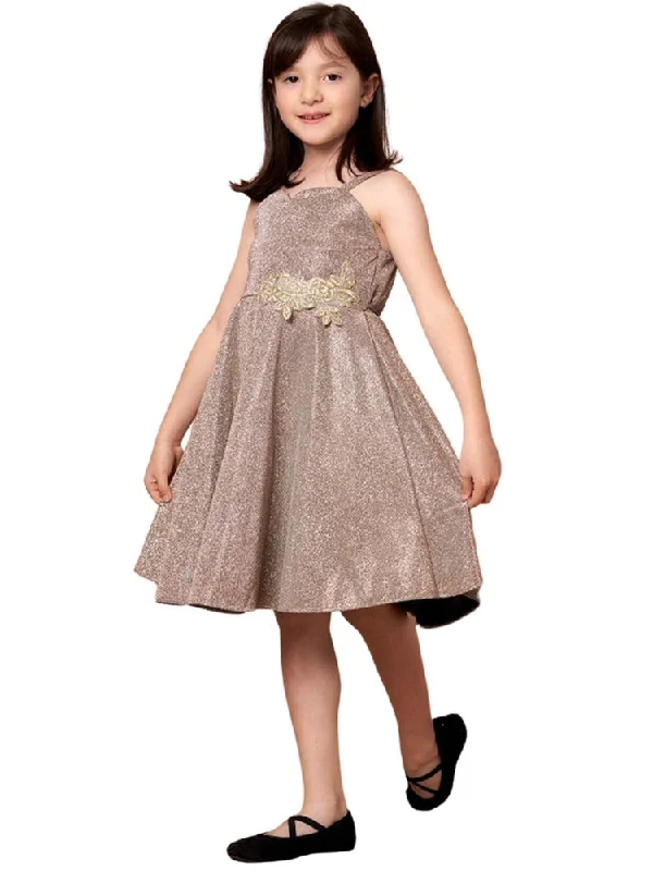 Smock dresses for womenBig Girls Champagne Glitter Metallic Strap Junior Bridesmaid Dress 8-16