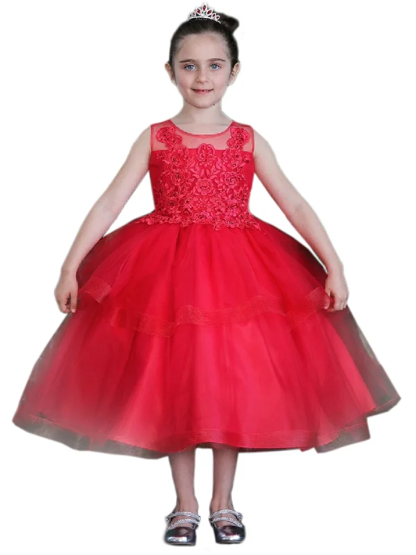 Checkered dresses for womenBig Girls Red Illusion Neckline Lace Organza Junior Bridesmaid Dress 8-16