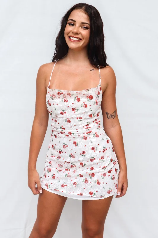 Plus-size dresses for womenCharly Mini Dress - White Roses