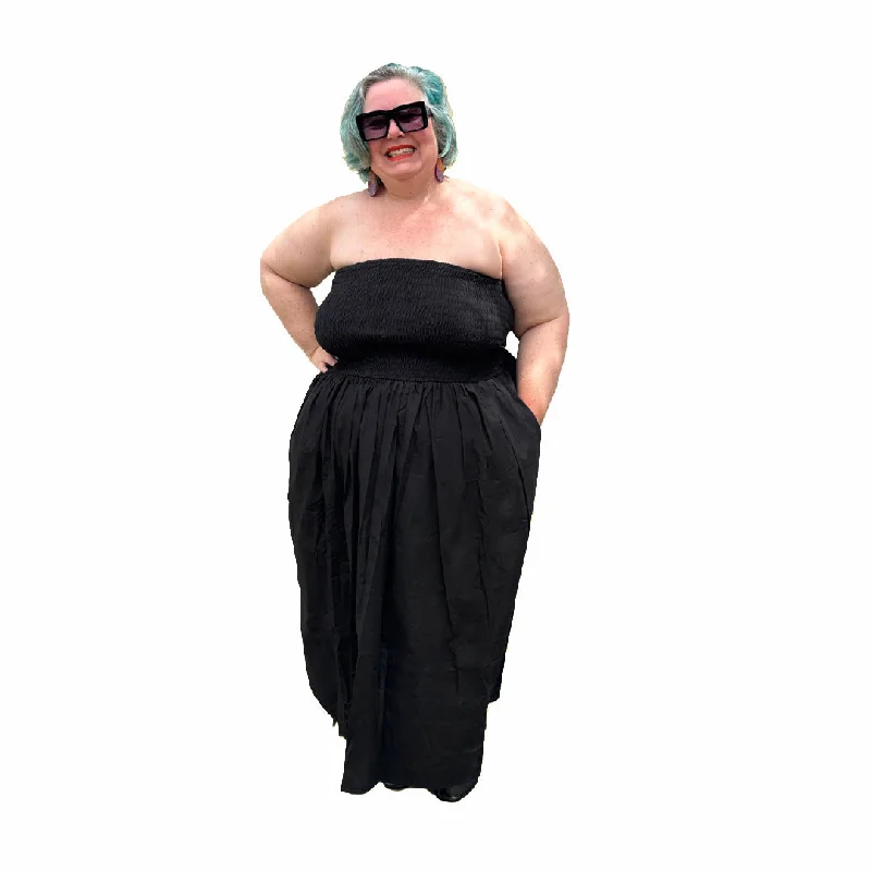 Short and sweet dresses for womenBlack Cotton Strapless Dress -  Made to Order